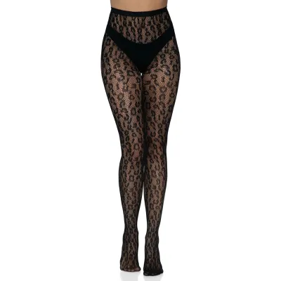 Leopard Net Tights One Size Black
