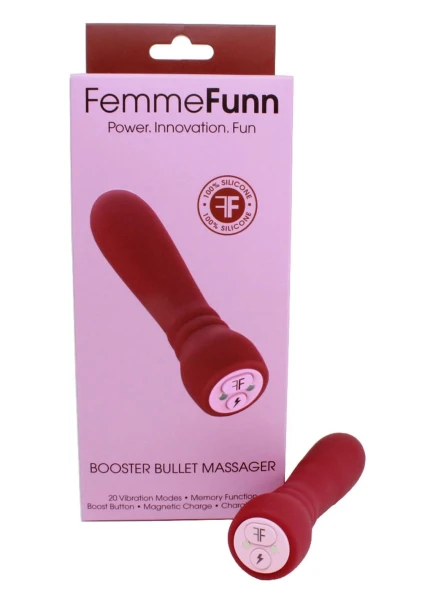 Booster Bullet Rechargeable Waterproof 20 Function Mini Vibrator By FemmeFunn - Dark Fuchsia