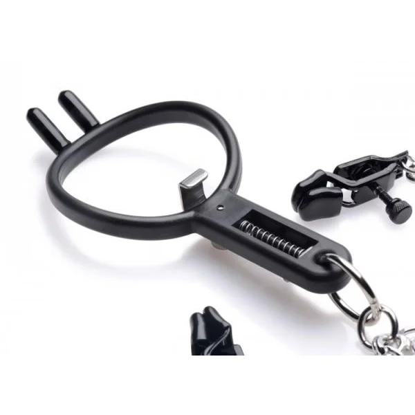 Degraded Mouth Spreader With Nipple Clamps Black