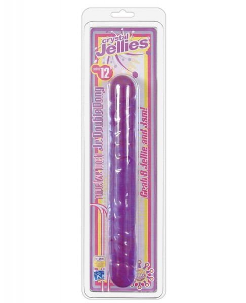 Doc Johnson Crystal Jellies Jr. Double Dildo 12" - Purple