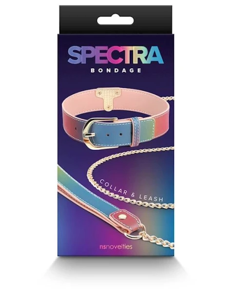 Spectra Bondage - Collar and Leash - Rainbow