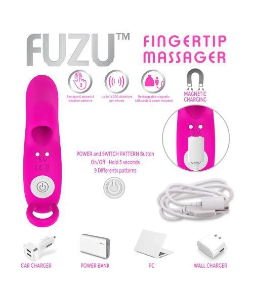 Fuzu Vibrating Rechargeable Fingertip Massager Pink