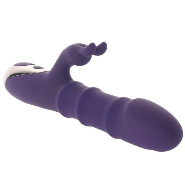 Playboy Pleasure Hop To It Waterproof Rechargeable Silicone Thrusting Rabbit Vibrator - Purple