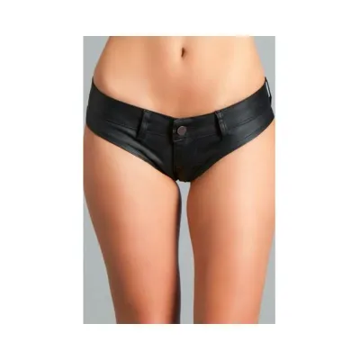Suns Out Buns Out Pu Booty Shorts Black Small
