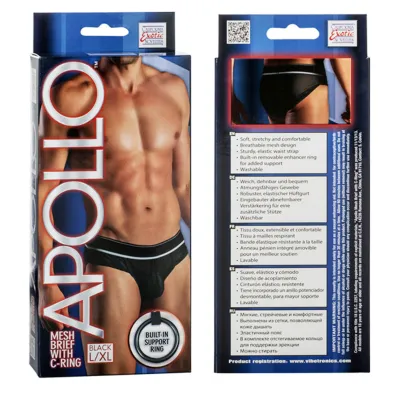 California Exotic Apollo Mesh Brief with C Ring L XL Black