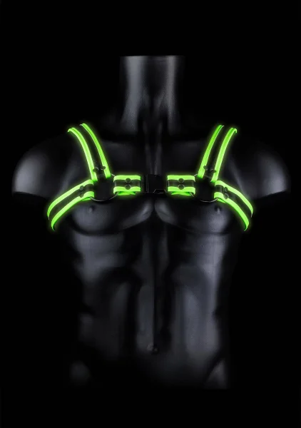 Bonded Leather Buckle Harness - Large-xlarge -  Glow in the Dark