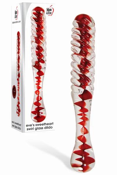 Adam and Eve Sweetheart Swirl 8.7" Glass Dildo — image 4 of 15