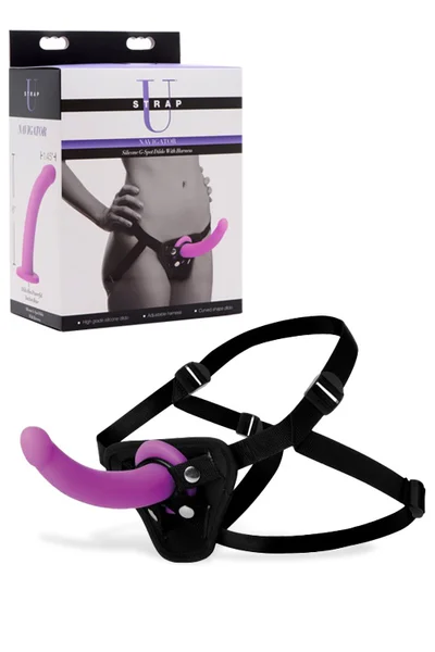 Strap U Navigator 7" Silicone G-Spot Dildo With Harness — image 5 of 12