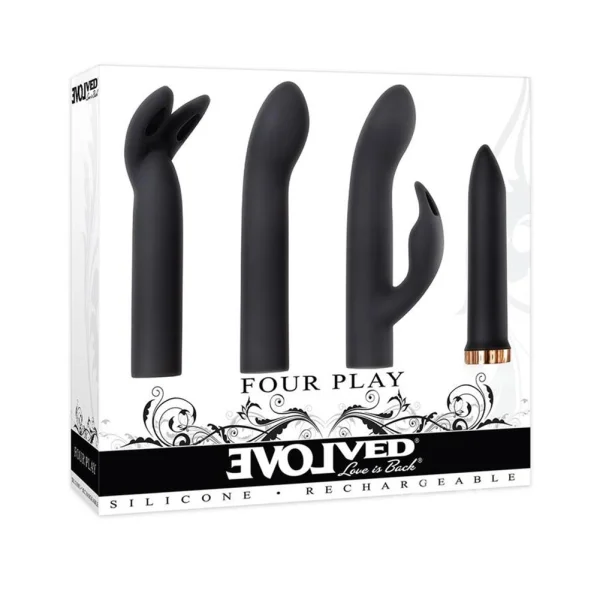 Four Play Silicone Rechargeable Clit Stimulator Set - Great For Beginners!