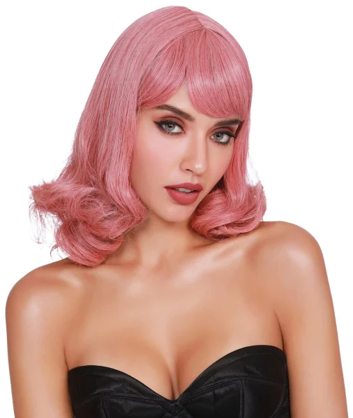 Shoulder Length Wig With Bangs and Bottom Curl