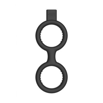 E Stimulation Cock Ring with Ballstrap Black