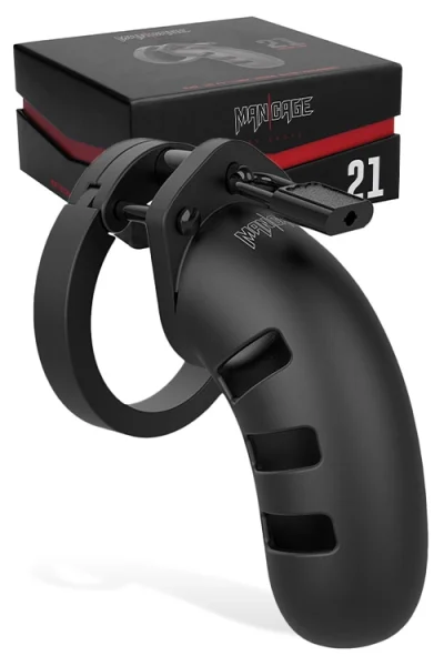 Shots Toys Large Black Silicone Cock Cage with Metal Lock