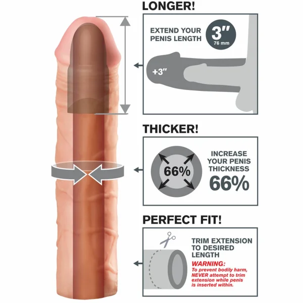 Fantasy X-Tension Mega 3-Inch Penis Extension Sleeve - Flesh