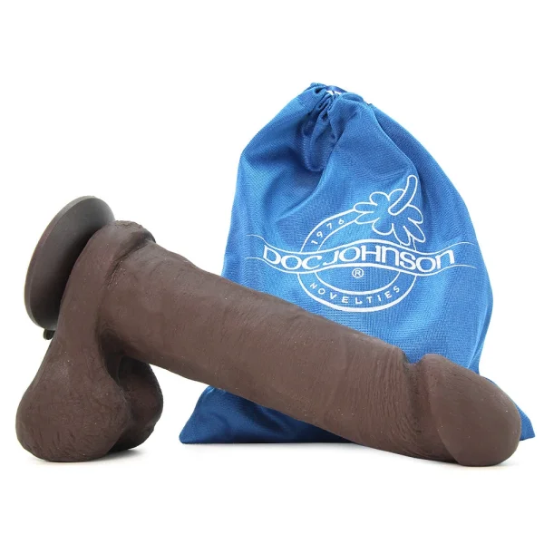 Doc Johnson The Realistic Cock UR3 8" - Vac-U-Lock Compatible Suction Cup - Chocolate