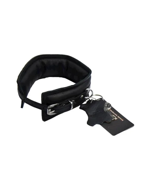 Bound X Padded Cuffs And Collar Set With Thin Strap - Black