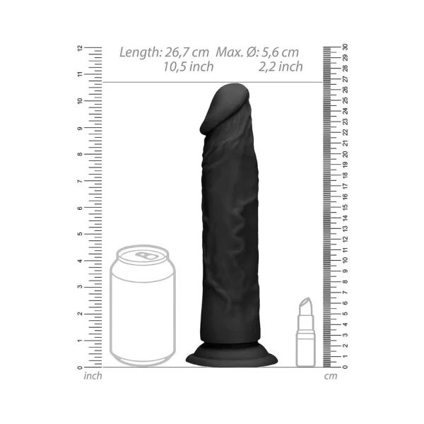 Realrock - 10 / 25 Cm Realistic Dildo - Black