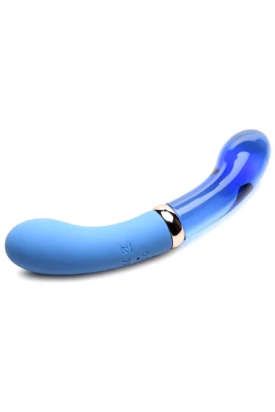 Prisms Erotic Glass Vibra-Glass: 10X Bleu - 7" Dual Ended Silicone/Glass G-Spot Vibrator