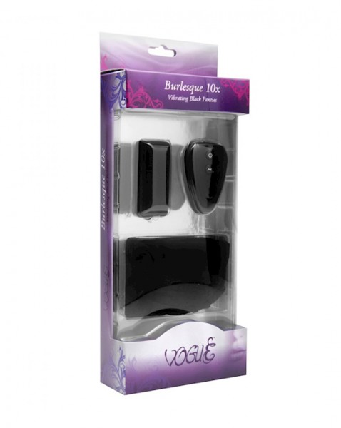 Burlesque 10 Mode Vibrating Panties With Remote - Black - One Size