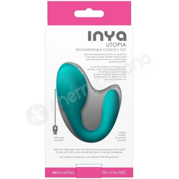 Inya Utopia Teal Couples Dual Stimulation Multi-Use R/C Vibe