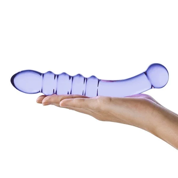 Glas Purple Rain Ribbed Glass Dildo