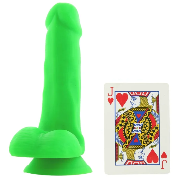 Neo Elite - 6 Inch Silicone Dual Density Cock  With Balls - Neon Green