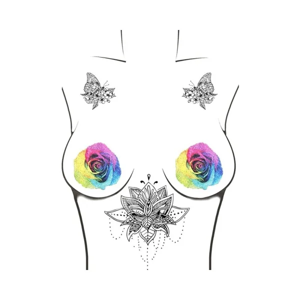 Neva Nude Pasties Rainbow Pride Rose Glitter Velvet