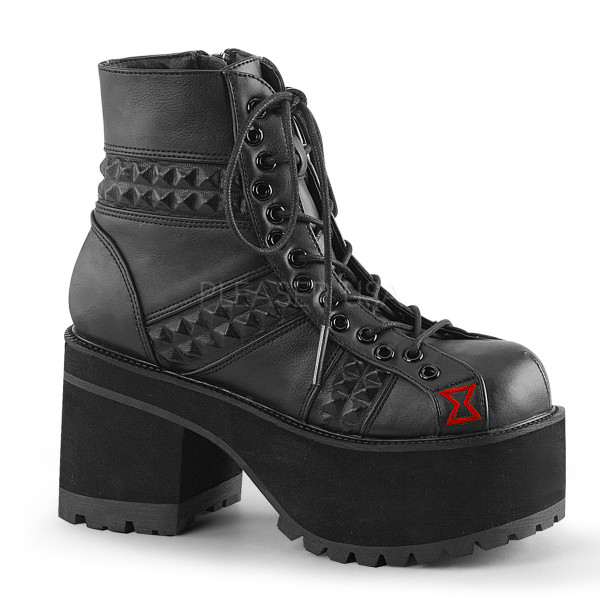 4 inches Heel, 2 1/2 inches PF Ankle Boot w/ Black Widow Embroidery