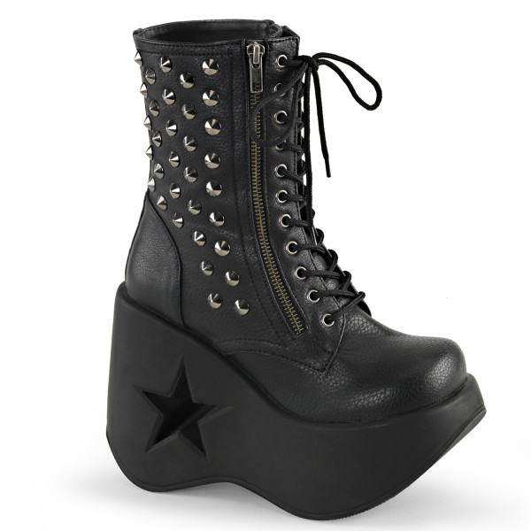 5 inches Star Cutout Wedge PF Ankle Boot w/Side Zippers & Studs