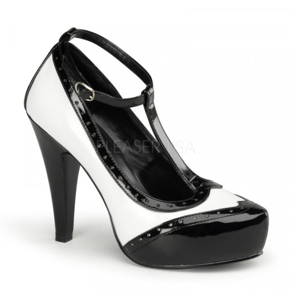 BETTIE-22 - 4 1/2" Heel, 1" Hidden P/F T-Strap Spectator Pump