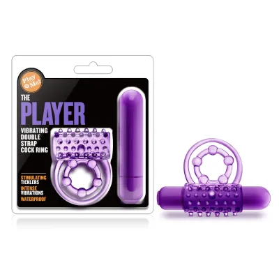 Play With Me the Player Vibrating Double Strap Ring Purple