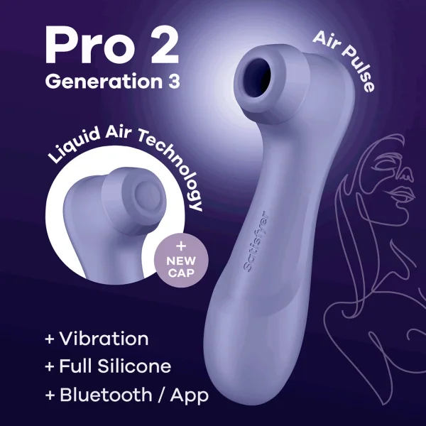 Satisfyer Pro 2 Generation 3 App Enabled Pressure Wave Rechargeable Waterproof Stimulator - Lilac