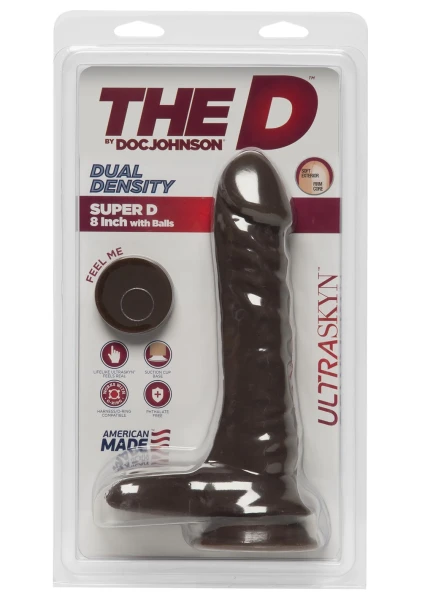 The D - Super D 8" Suction Cup Dildo by Doc Johnson - Chocolate