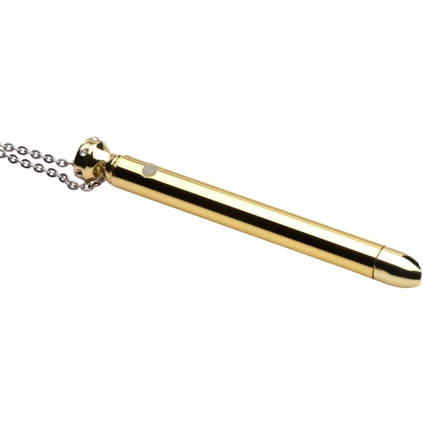Charmed 7X Rechargeable Stainless Steel Vibrating Necklace - Gold