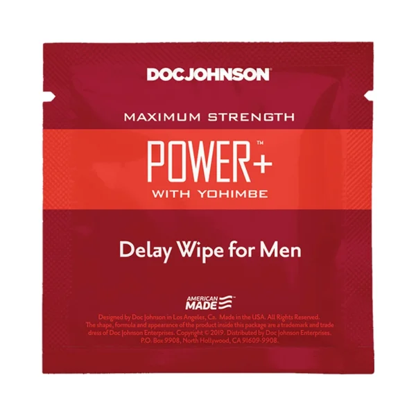 Power+ With Yohimbe Delay Wipes For Men 10 Pack