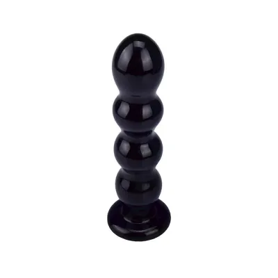 Black Glass Beaded Butt Plug Black 6 1 Inch