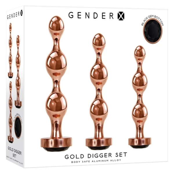 Gold Digger Set, 3-Pack Metal Anal Beads