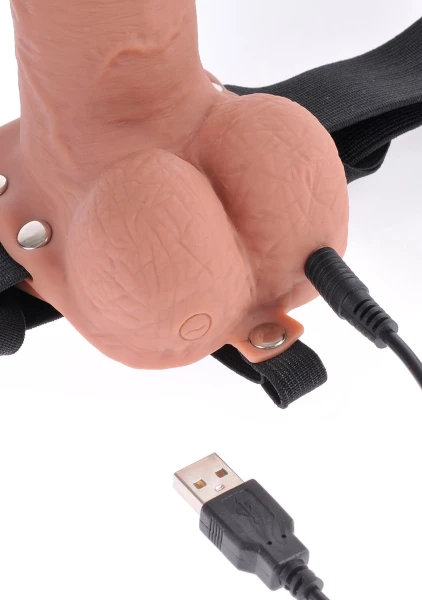 Fetish Fantasy Series 6" Hollow Rechargeable Strap-on With Remote - Flesh