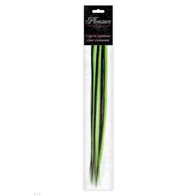 Neon Green Black Clip In Synthetic Hair Extension By Pleasure Wigs