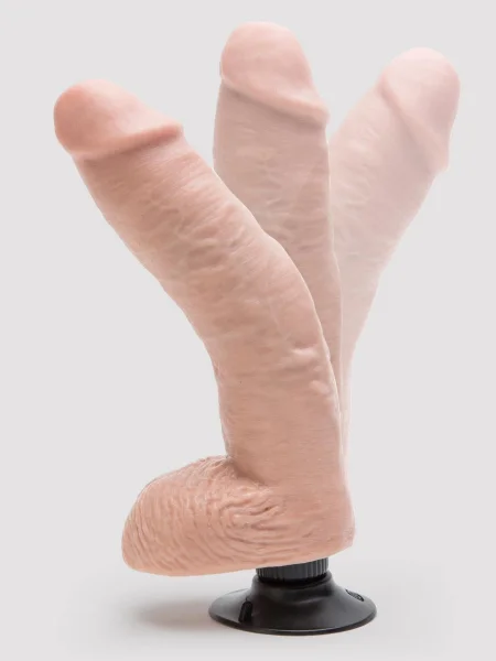 King Cock Ultra Realistic Vibrating Dildo with Balls and Suction Cup 9 Inch