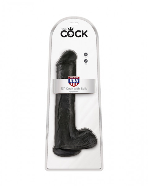 King Cock 13 Inch Cock With Balls - Black - 13 Inch