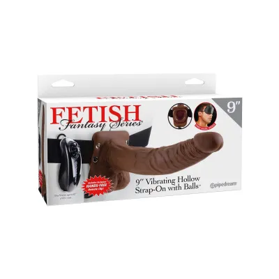 Fetish Fantasy Series 9 Inch Vibrating Hollow Strap on With Balls Brown