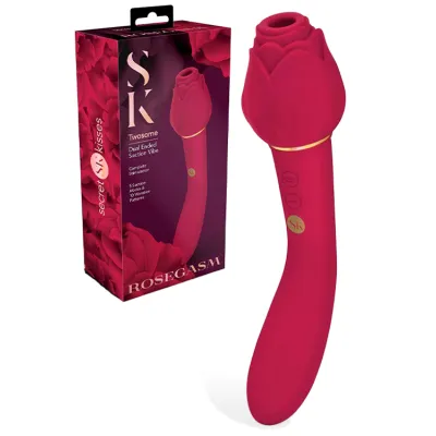 Secret Kisses Rosegasm Twosome 8 Air Suction Clitoral Stimulator G Spot Vibrator