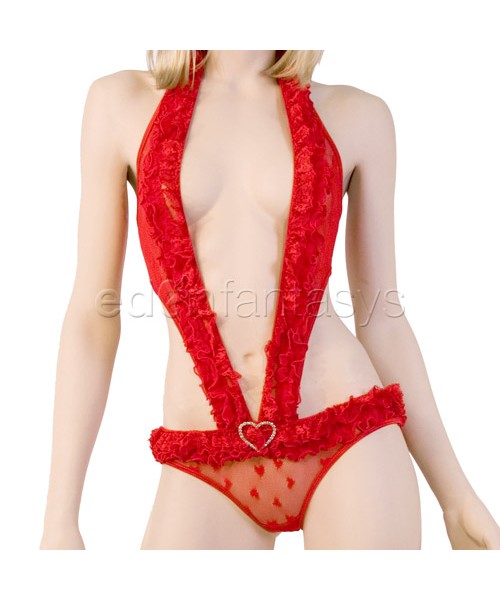Deep v lace heart teddy