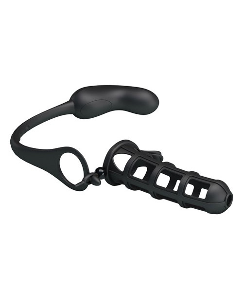Hercules penis sheath with vibrating anal stimulator