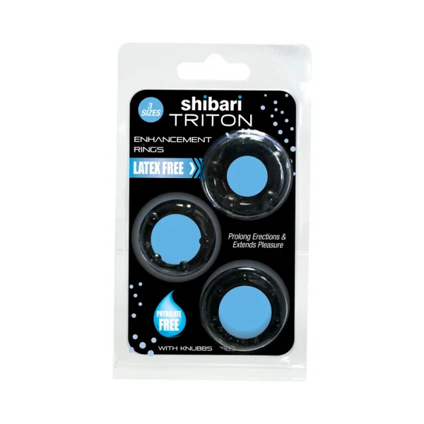 Shibari Triton Enhancement Pleasure Rings With Knubbs 3pk Black — image 4 of 9