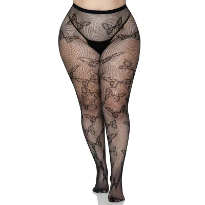 Butterfly Net Tights 1x 2x Black