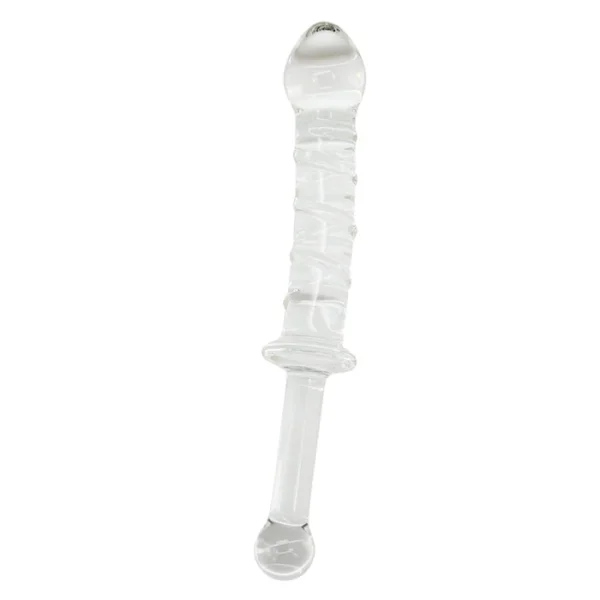Textured Glass Dildo With Handle