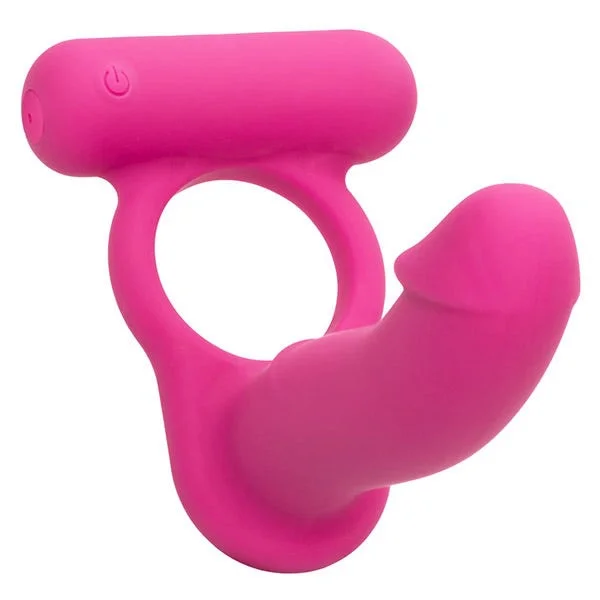 CalExotics Silicone Rechargeable Double Diver with Cock Ring, Vibrating Teaser and Anal Probe