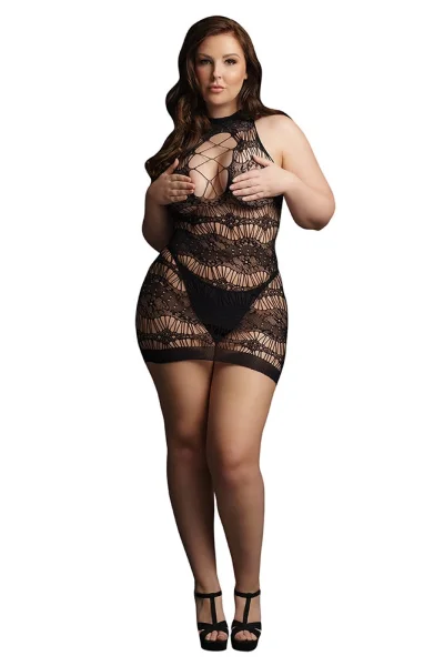 Le Desir Black Criss Cross Neck Mini Dress UK 14 to 20