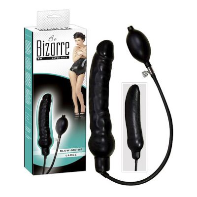 Blow Me Up Latex Dildo Black 9 8 Inch